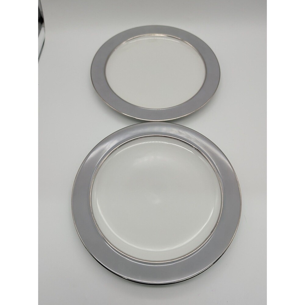 Easterling Majestic Dinner Plates Grey Platinum Trim Germany